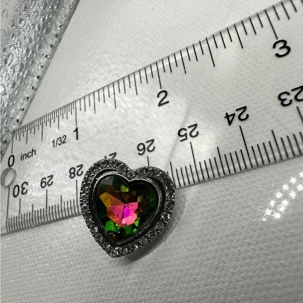 Black Leather Heart Snap Criss Cross Bracelet & Multicolor 18mm Ginger Snap NWT